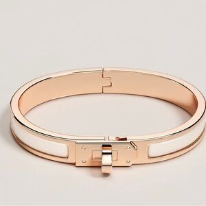 Hermes Le Bracelet Mini Clic Kelly Rose Gold and Creme